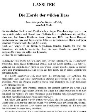 [Lassiter 01] • Die Horde der wilden Bess